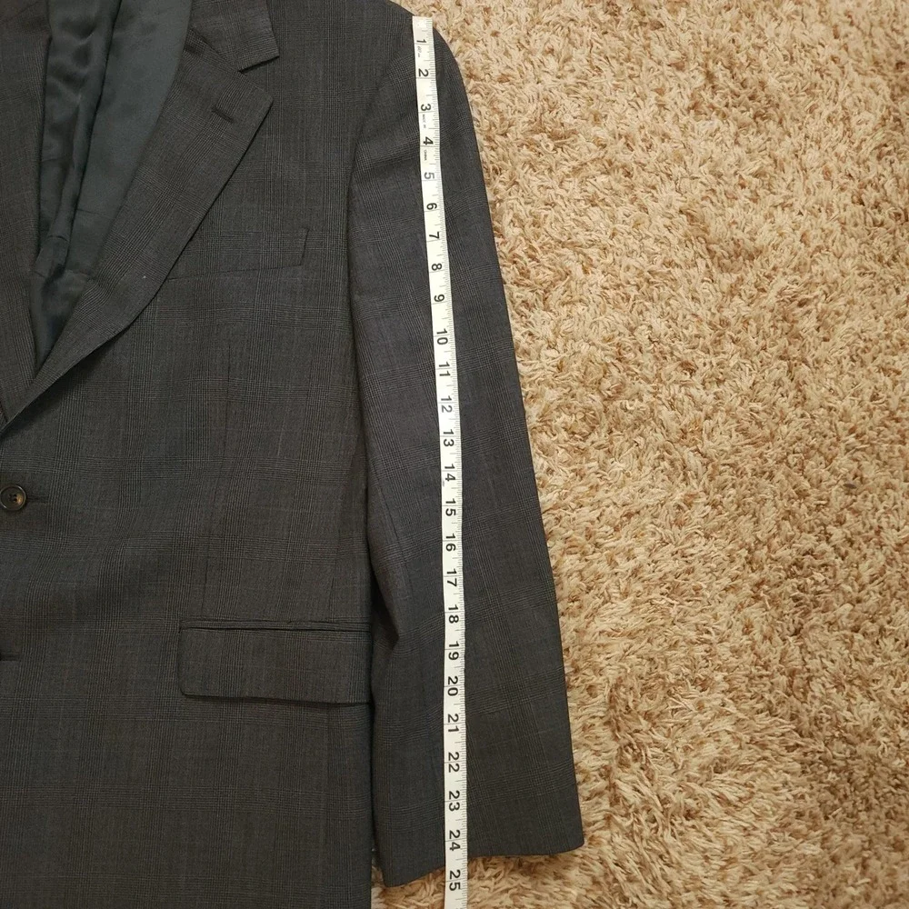 Brooks Brothers 346 Blazer Mens 44R Grey Glen Plaid Two Button Sport Coat